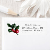 Holly Berries & Greenery Return Address Label (Insitu)