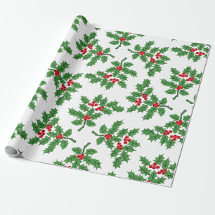 Holly Berries groen Cadeaupapier