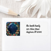 Holly Berries Hemelse Winter Kerstkrans Etiket (Insitu)