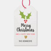 Holly Berries Kerst Cadeaulabel (Achterkant)