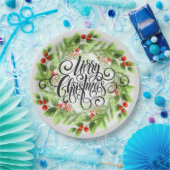 Holly Berries Kerst Papieren Bordje (Feest)