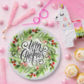 Holly Berries Kerst Papieren Bordje (Feest)