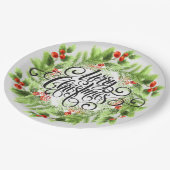 Holly Berries Kerst Papieren Bordje (Gekanteld)