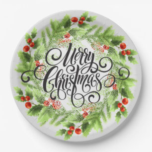 Holly Berries Kerst Papieren Bordje