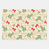 Holly Berries Kerstdecoratie Inpakpapier Vel (Voorkant)