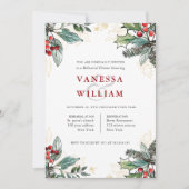 Holly Berries kerstfeest bruiloft repesal Dinner Kaart (Voorkant)