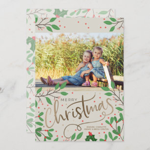 Holly Berries kerstfoto Feestdagenkaart