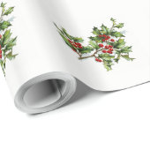  Holly Berries kerstinpakpapier Cadeaupapier (Rol Hoek)