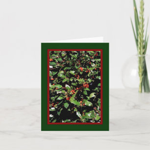 'Holly & Berries' Kerstkaart - Blanco Binnenkant Feestdagen Kaart