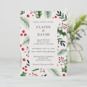 Holly Berries Kerstmis Winter Bruiloft Kaart (Staand voorkant)