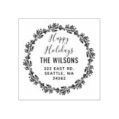 Holly Berries Krans Feestdagen Retouradres Rubberstempel (Afrduk)