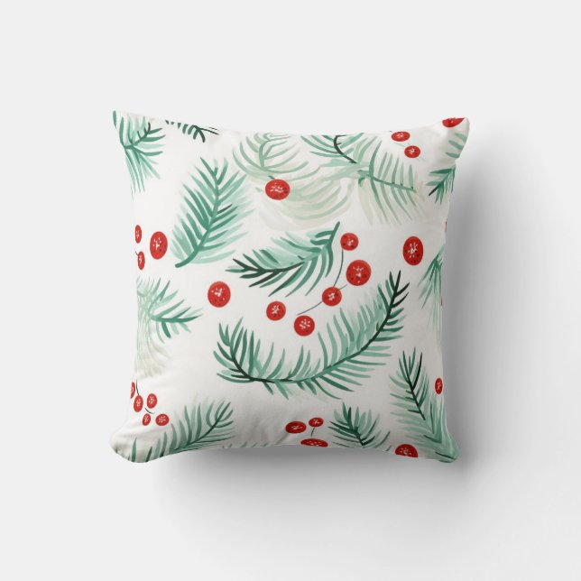 Holly Berries Kussen (Voorkant)