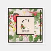 Holly Berries Monogram Letter C Familienaam Papier Servet (Voorkant)