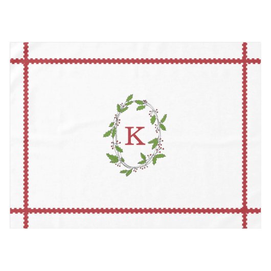 Holly Berries Monogram Nappe de vacances (Devant (Horizontal))