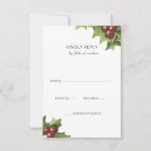 Holly Berries Monogram Winter Wedding RSVP Kaartje (Voorkant)