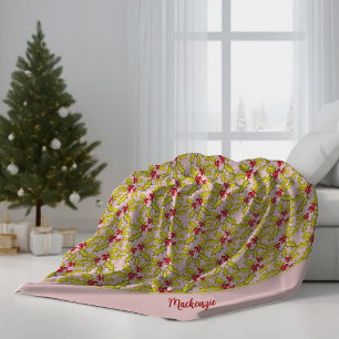 Holly Berries Naam toevoegen Feestelijke Whimsy Ch Fleece Deken