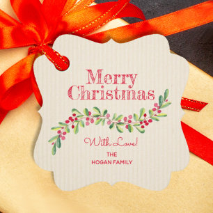 Holly Berries op Ivory Kerstfeestdag Fancy Bedankjes Labels