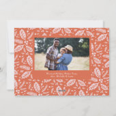 Holly Berries Oval Foto | Helder rood roze Feestdagenkaart (Achterkant)