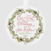 Holly Berries Pine Our First Kerstfoto Ornam Ornament (voorkant)