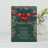 Holly Berries Red Bow Green Company kerst Kaart (Staand voorkant)