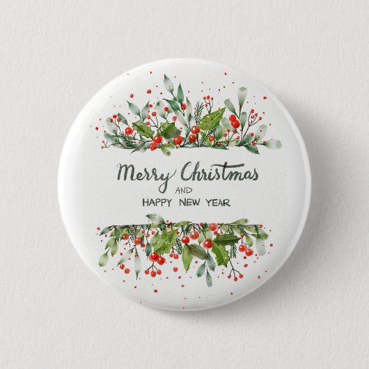 Holly Berries Vakantie Button Pin (Voorkant)
