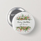Holly Berries Vakantie Button Pin (Voorkant /achterkant)