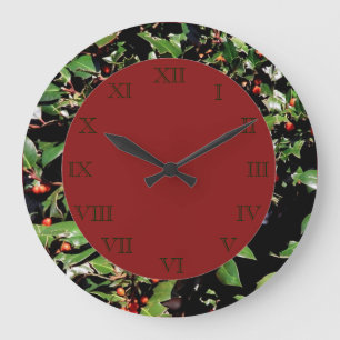 Holly & Berries Wall Clock Grote Klok