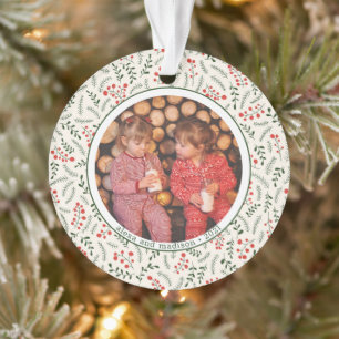 Holly Berries Winter Greenery Fotonamen Keramisch Ornament