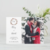 Holly Berries Wreath Save the Date (Staand voorkant)