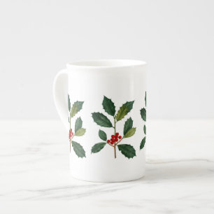 Holly Berry Bone China Tea Mok