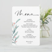 Holly Berry Branch Kerstmis bruiloft Menu (Staand voorkant)