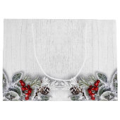 Holly Berry Branch Rustieke Kerstvakantie Groot Cadeauzakje (Achterkant)