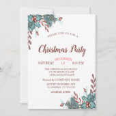 Holly Berry Branches kerstmaatschappij Party Kaart (Voorkant)