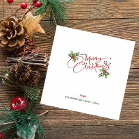 Holly Berry Calligraphy Inkt Sneeuw Vrolijk Kerstf