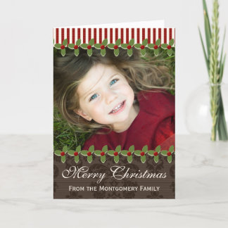 Holly Berry Christmas Foto Wenskaart Feestdagen Kaart