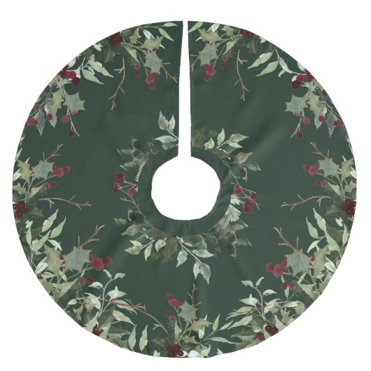 Holly Berry Christmas Whimsy Tree Skirt Kerstboom Rok (Voorkant)