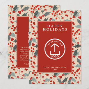 Holly Berry Corporate Business QR-code Kerst Kaart