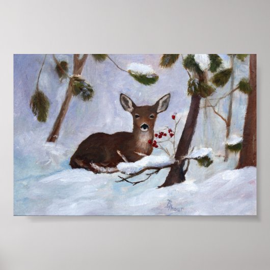 Holly Berry Deer Poster (Voorkant)