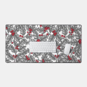Holly berry, feuilles gris sur blanc (Clavier et souris)