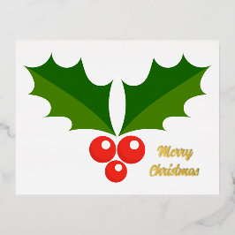 Holly berry Folie Holiday Post Card Feestdagen Briefkaart