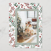 Holly Berry Foto Kerstvakantie Kaart (Voorkant / Achterkant)