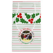 Holly berry garland red, groene strepen kerst klein cadeauzakje (Voorkant)