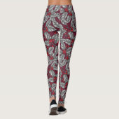 Holly berry, gray leaves on dark red leggings (Achterkant)