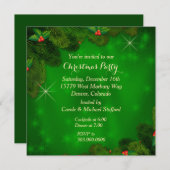 Holly Berry Green Christmas Party Invitation (Devant / Derrière)