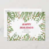 Holly Berry Greenery Holiday Briefkaart (Voorkant / Achterkant)