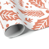 Holly Berry Hand Drawn Illustration Pattern Red Cadeaupapier (Rol Hoek)