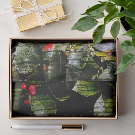 Holly Berry horizontaal tissuepapier (Geschenk)