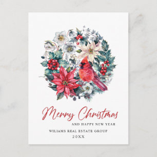 Holly Berry Kardinaal Kerstmis Corporate Groet Briefkaart