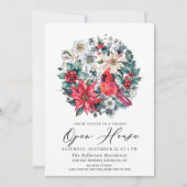 Holly Berry Kardinaal  Vakantie Open Huis Kaart (Voorkant)