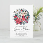 Holly Berry Kardinaal  Vakantie Open Huis Kaart (Staand voorkant)